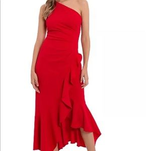 One shoulder party dress.